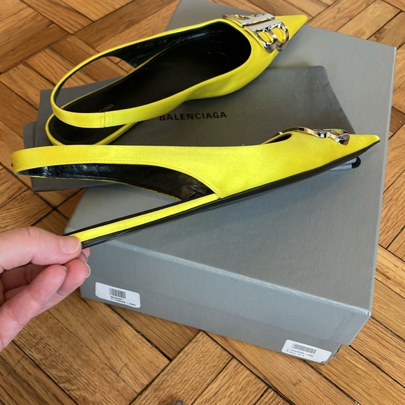 Balenciaga Knife logo-embellished satin point-toe flats - size 37.5 - Picture 5 of 15